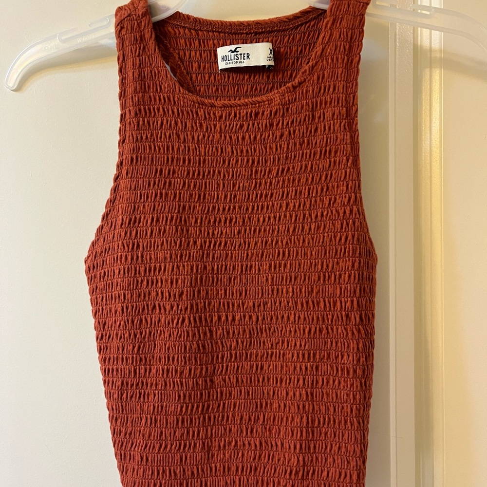 Hollister Orange Smocked Sleeveless Tank Top